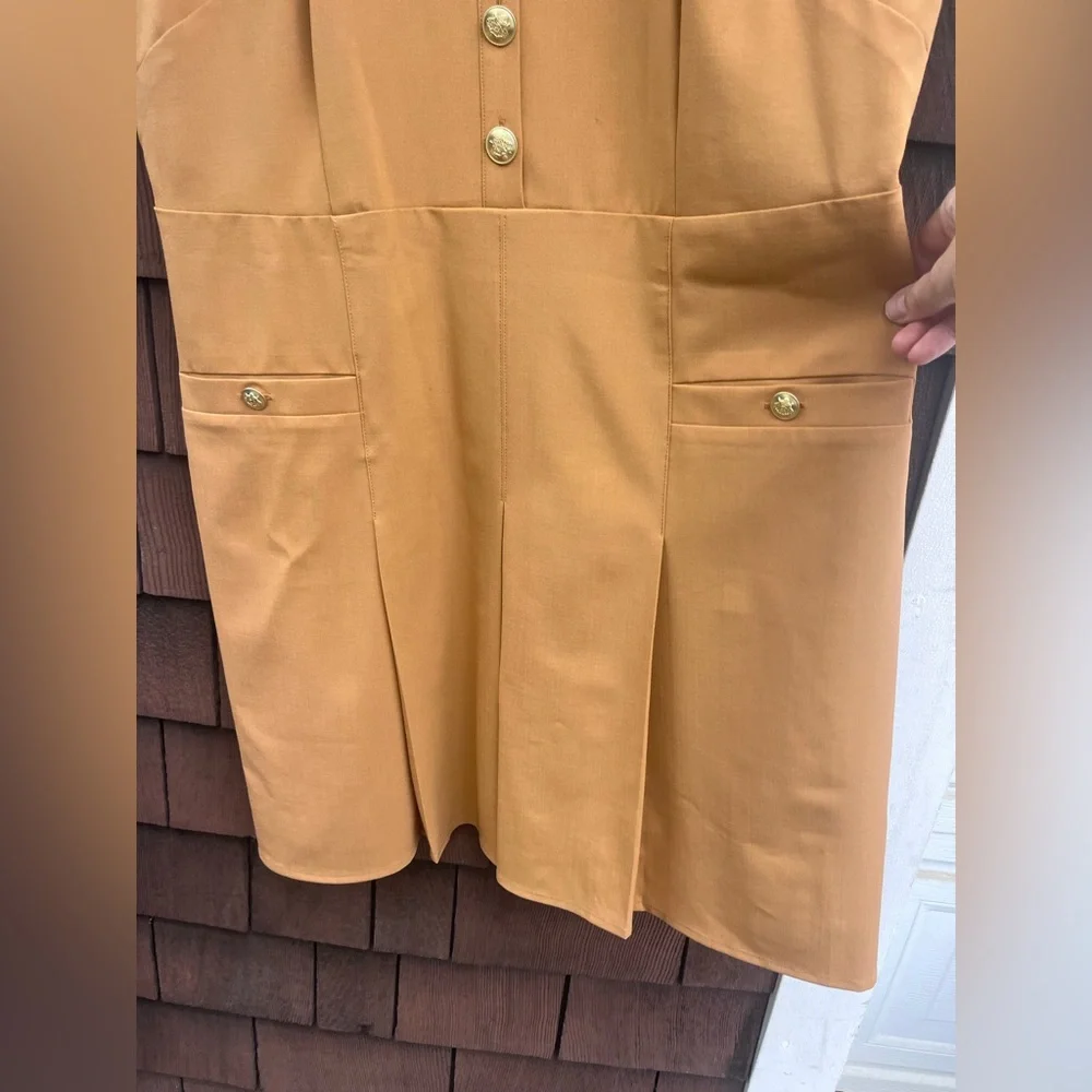 J. Crew Tollegno 1900 Italian wool mini dress • jumper with gold buttons •US 16 - Picture 4 of 8
